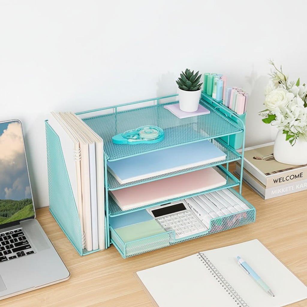 Compact 3 Tier Office Desk Storage Organizer Tray