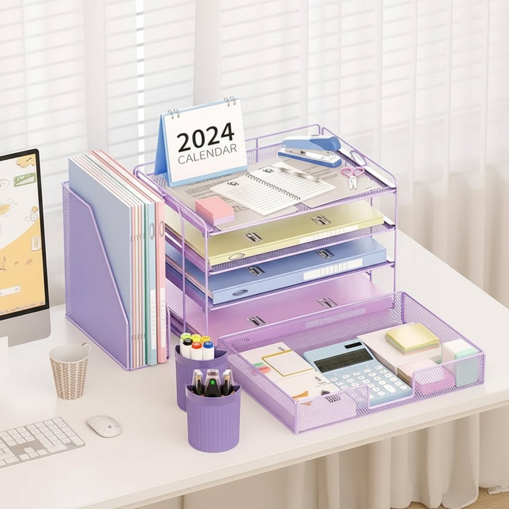 Compact 3 Tier Office Desk Storage Organizer Tray