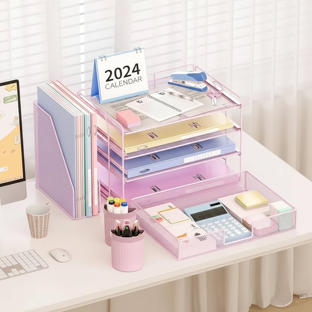 Compact 3 Tier Office Desk Storage Organizer Tray