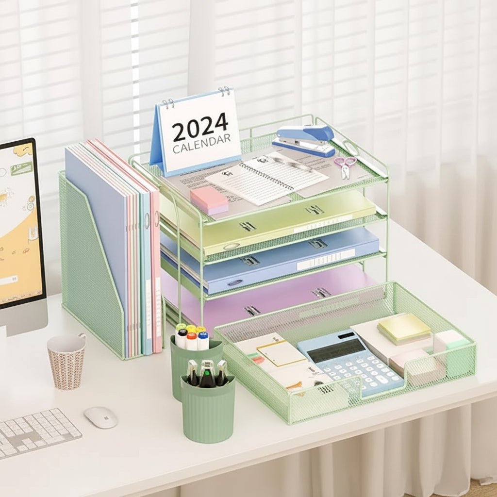 Compact 3 Tier Office Desk Storage Organizer Tray