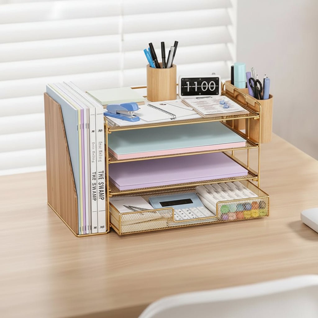 Compact 3 Tier Office Desk Storage Organizer Tray