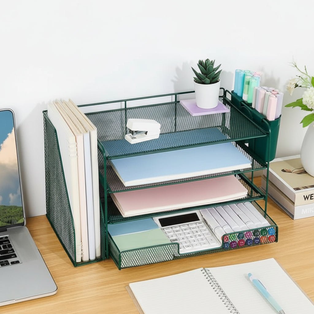 Compact 3 Tier Office Desk Storage Organizer Tray