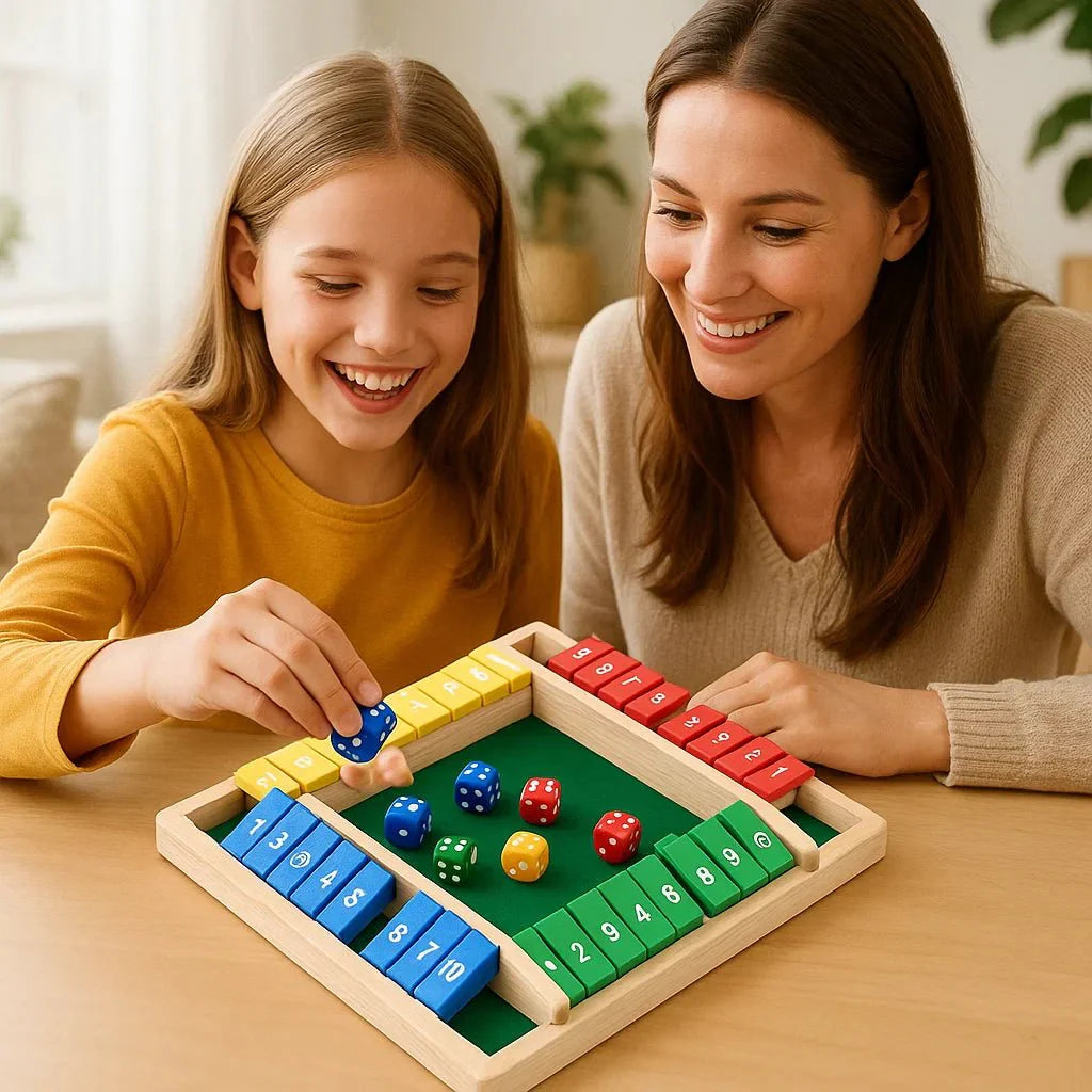 Fun Math Board Game Wooden Shut The Box for 4 Players - SweetyGem