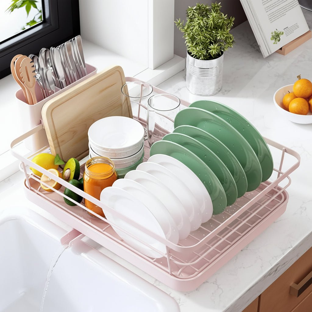 Space Saving Dish Rack Tray Kitchen Storage Solution