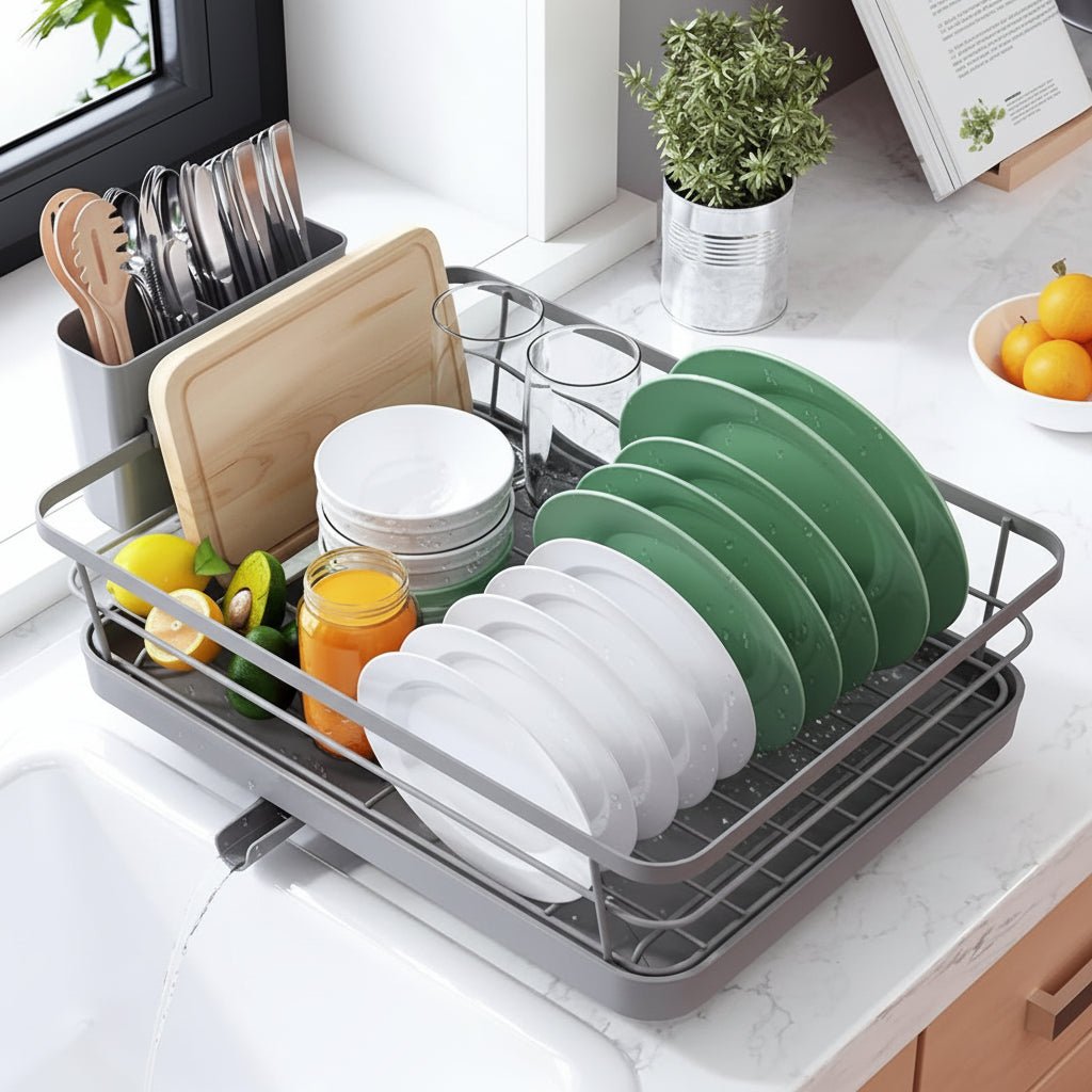 Space Saving Dish Rack Tray Kitchen Storage Solution