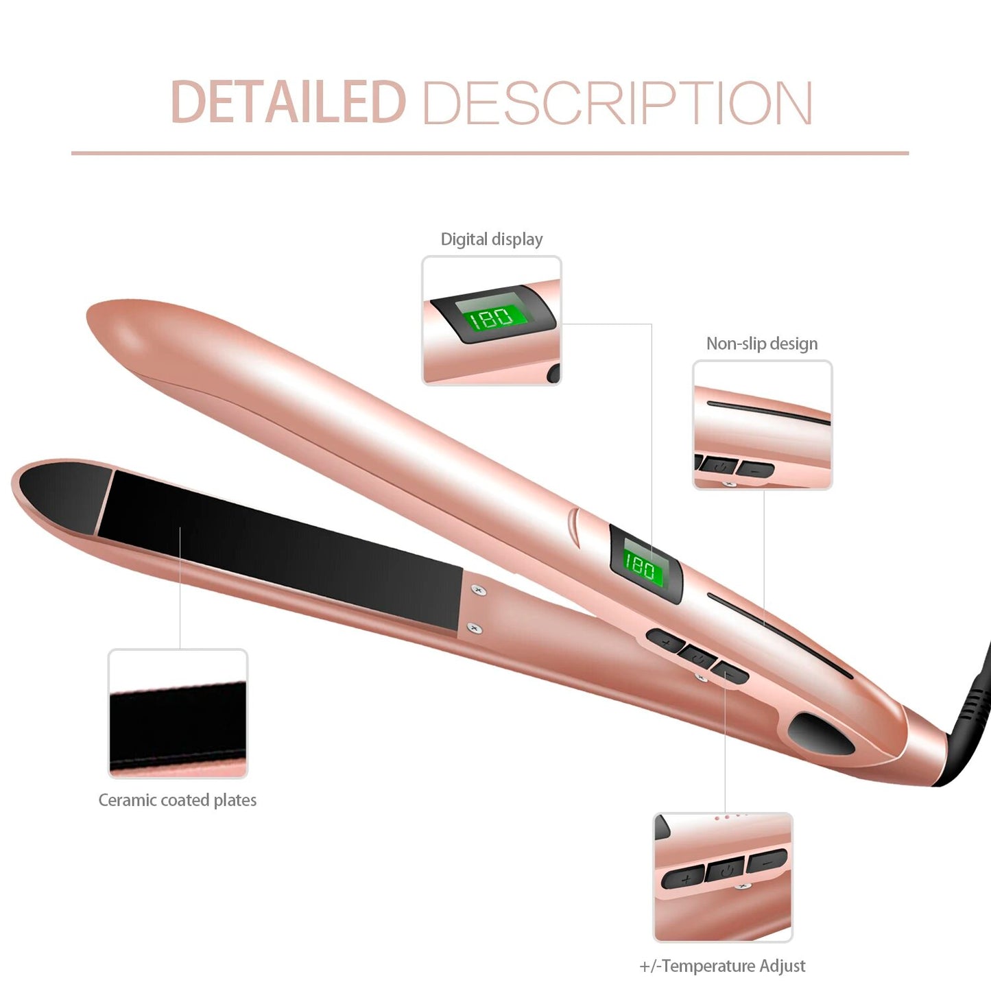 Electric Hair Straightener and Curling Ceramic Flat Iron