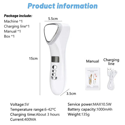 Facial Ultrasonic LED Hot Cold Massager Hammer
