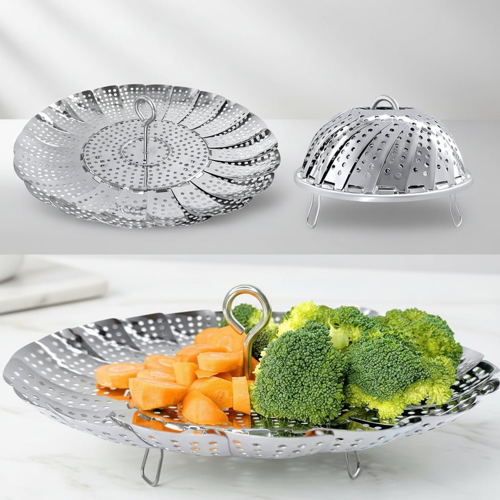 Large Collapsible Food Steamer Stainless Steel Basket - SweetyGem