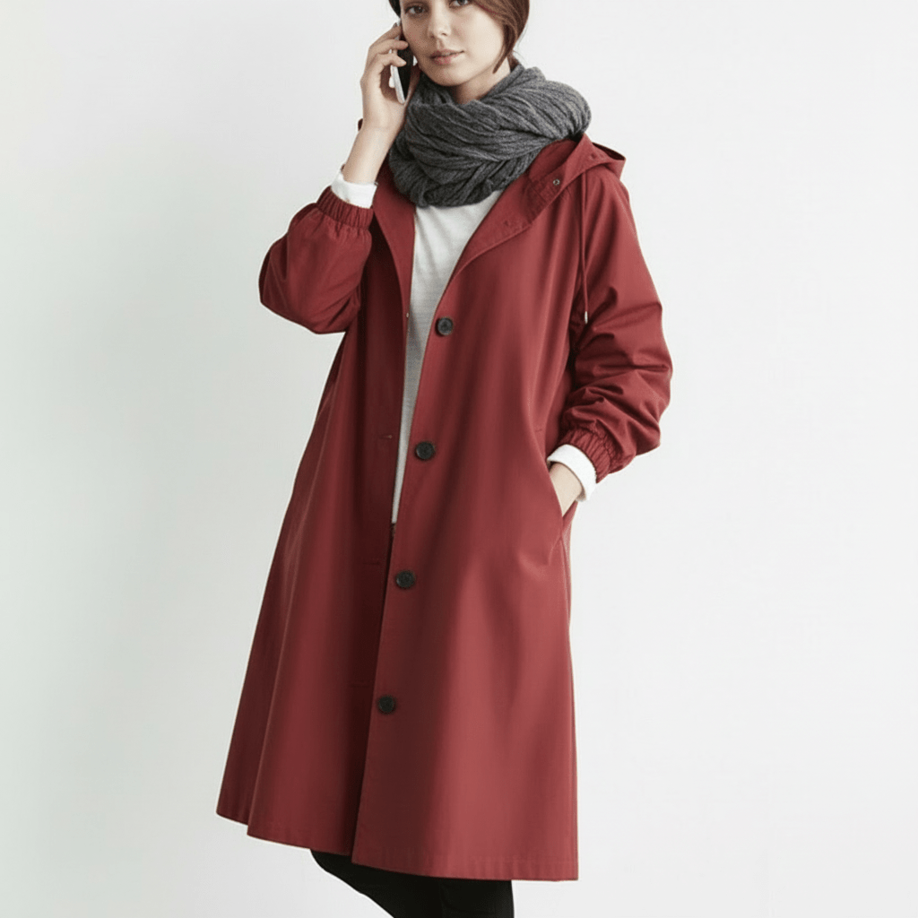 Ladies Waterproof Hooded Raincoat Windproof Outerwear
