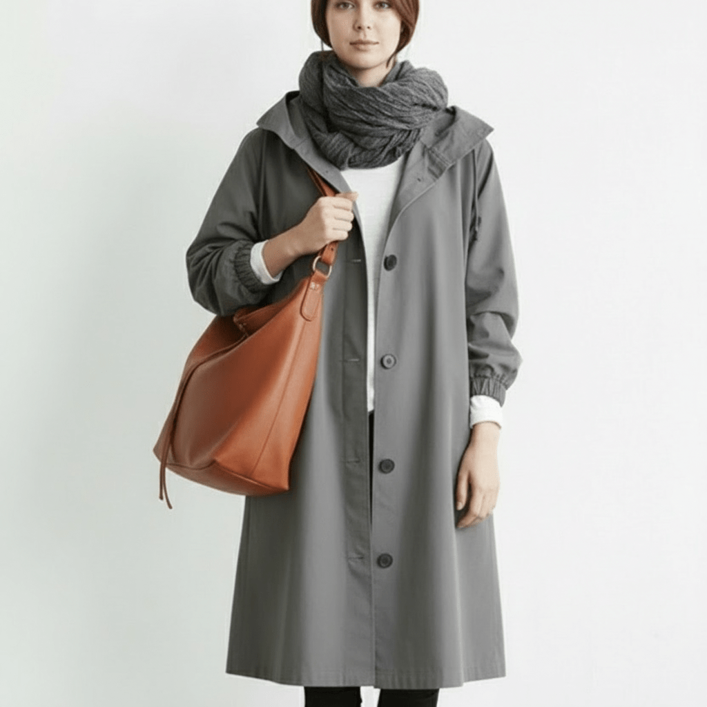 Ladies Waterproof Hooded Raincoat Windproof Outerwear