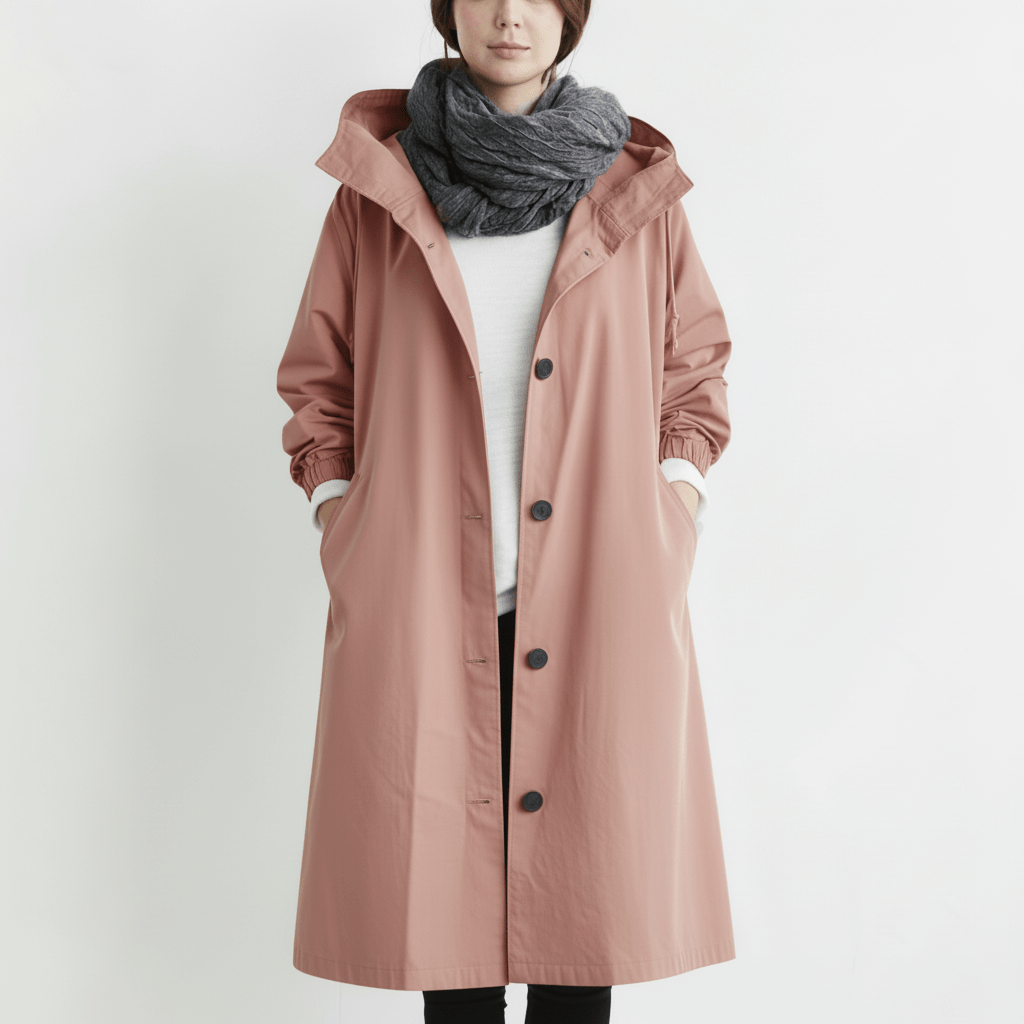 Ladies Waterproof Hooded Raincoat Windproof Outerwear