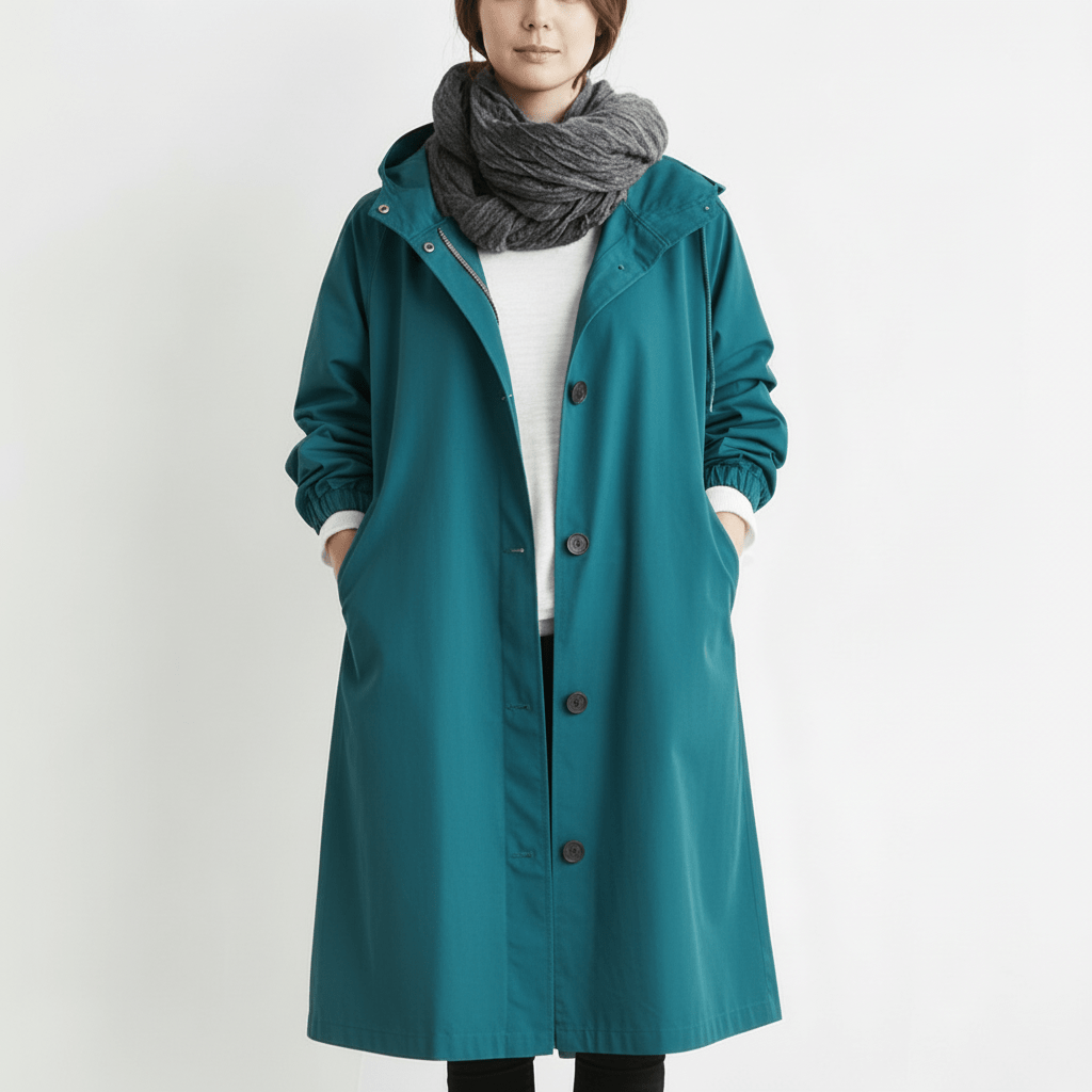 Ladies Waterproof Hooded Raincoat Windproof Outerwear