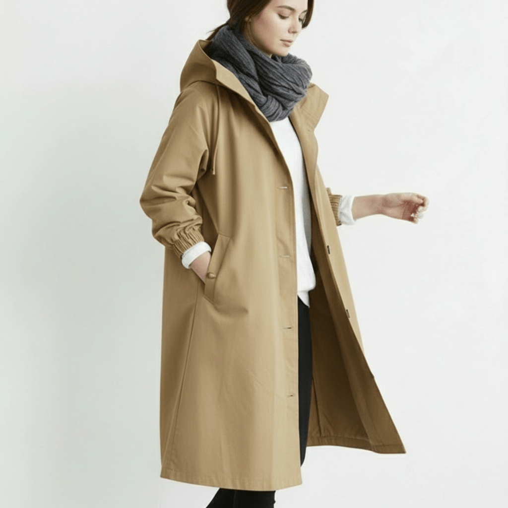 Ladies Waterproof Hooded Raincoat Windproof Outerwear