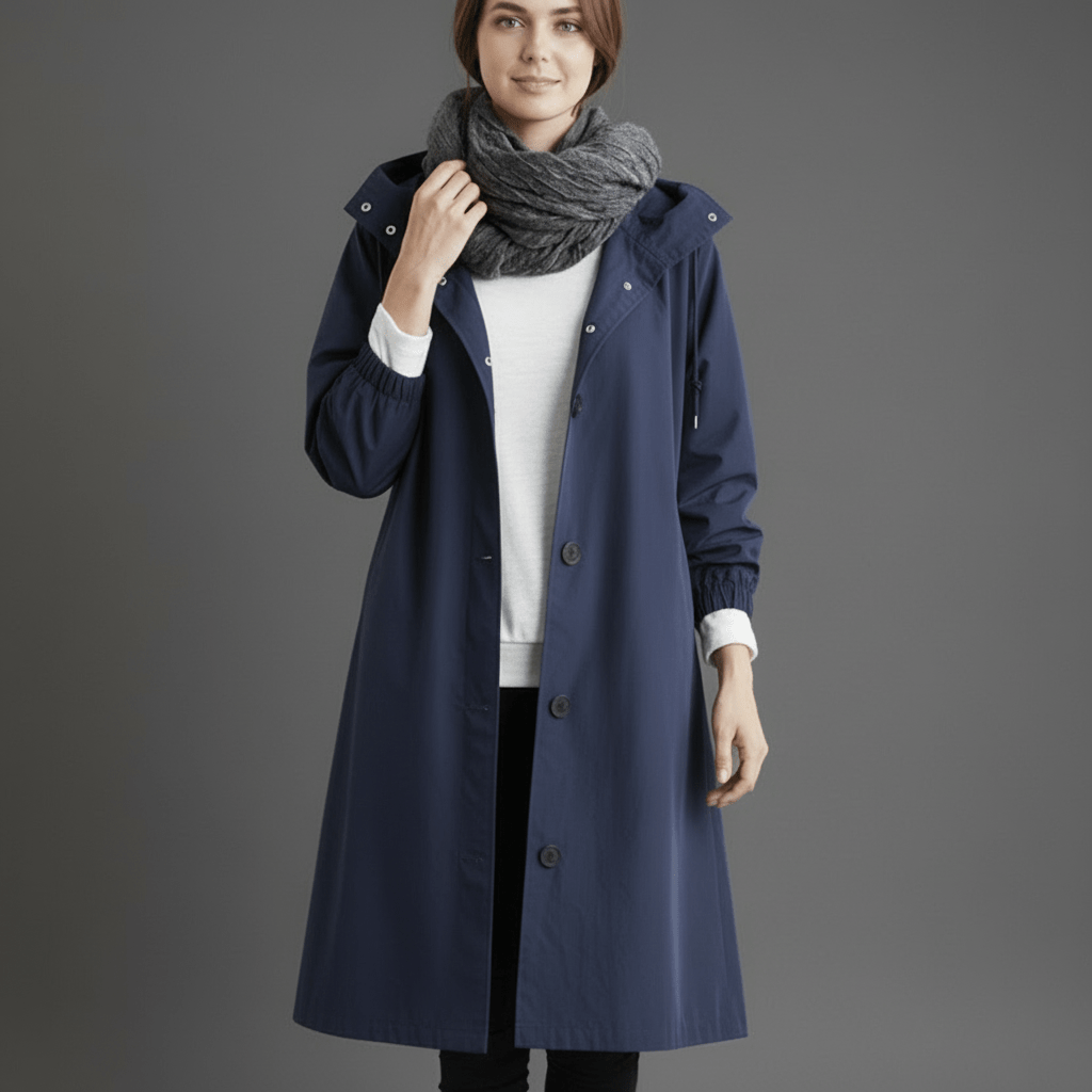 Ladies Waterproof Hooded Raincoat Windproof Outerwear