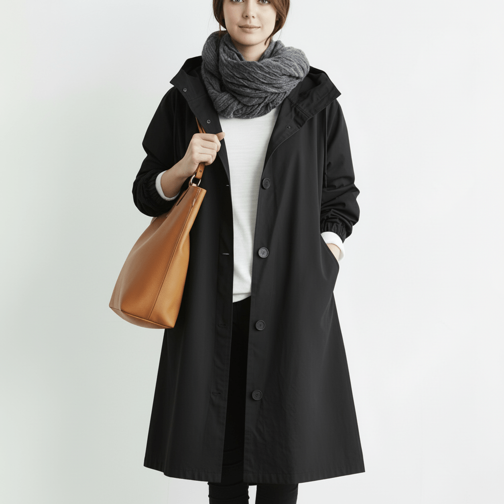 Ladies Waterproof Hooded Raincoat Windproof Outerwear