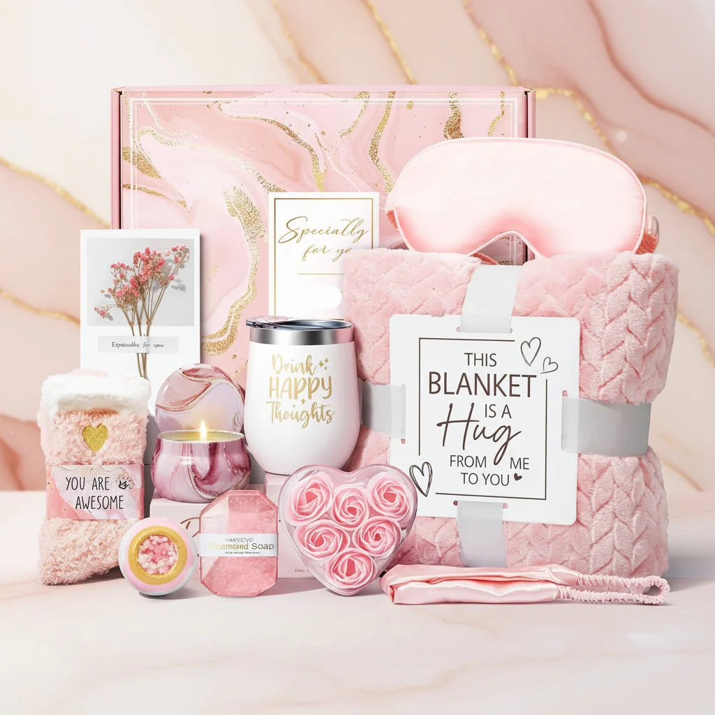 Luxury 11pc Women's Care Package Blanket Mug Soap - SweetyGem
