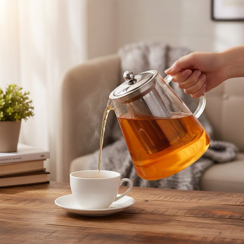 Clear Teapot with Strainer for Loose Leaf Tea - SweetyGem