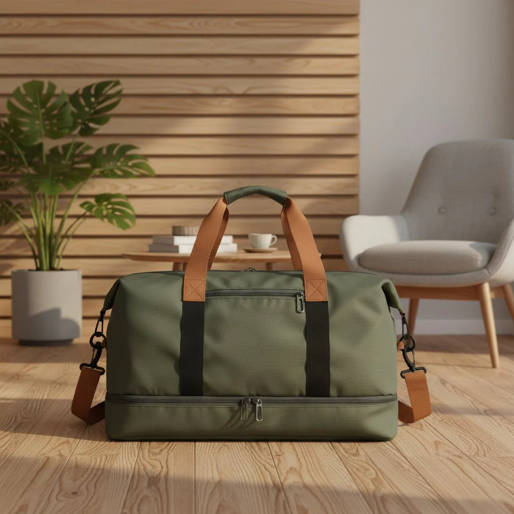 Sporty Travel Duffel Bag with Shoe Pocket