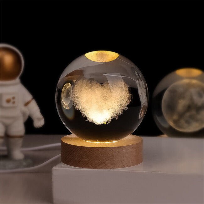 Glowing Crystal Orb Table Lamp Galaxy Pattern