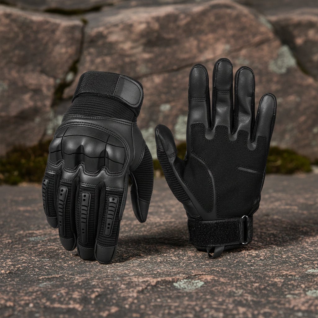 Rugged Outdoor Tactical Gloves for Men Black Tan - SweetyGem