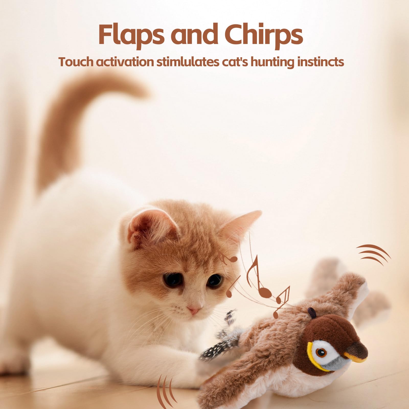 Fun Feather Teaser Cat Toy with Realistic Bird Sounds - SweetyGem