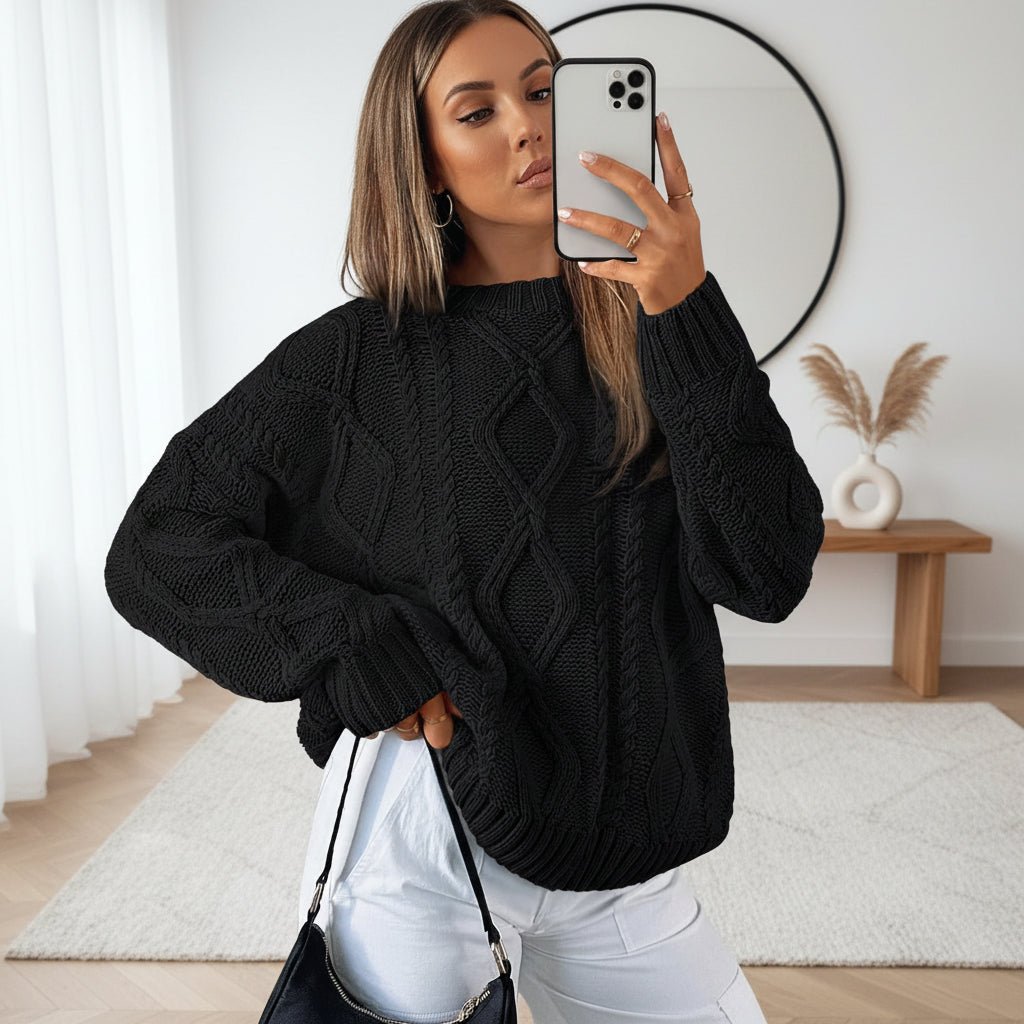 Soft Oversized Women's Cable Knit Sweater - SweetyGem