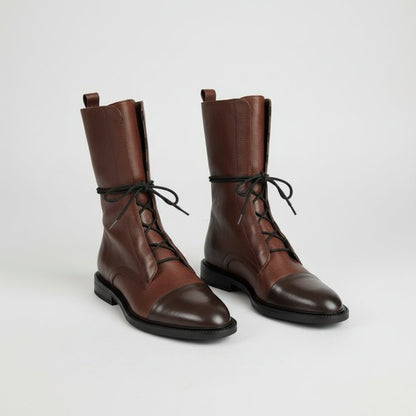 Elegant Low Heel Leather Boots for Women