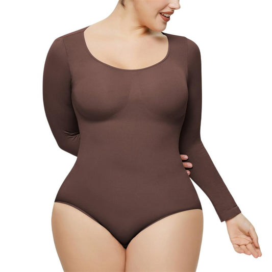 Long Sleeve Bodysuit Shapewear Snap Button