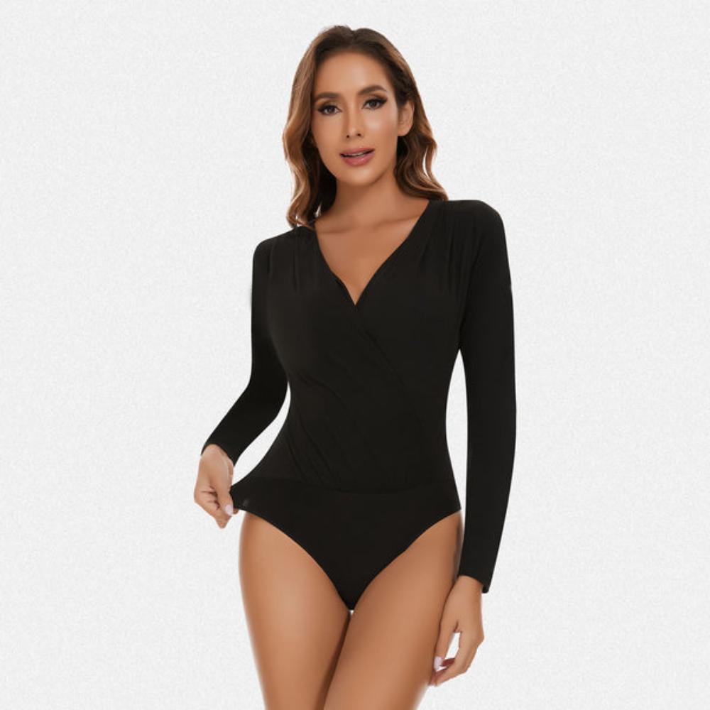 Women's Long Sleeve V Neck Shapewear