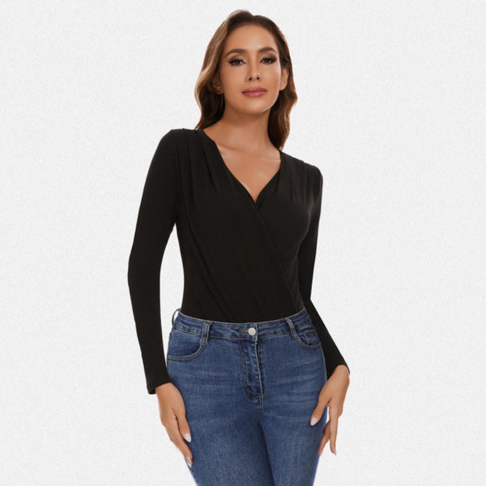 Women's Long Sleeve V Neck Shapewear