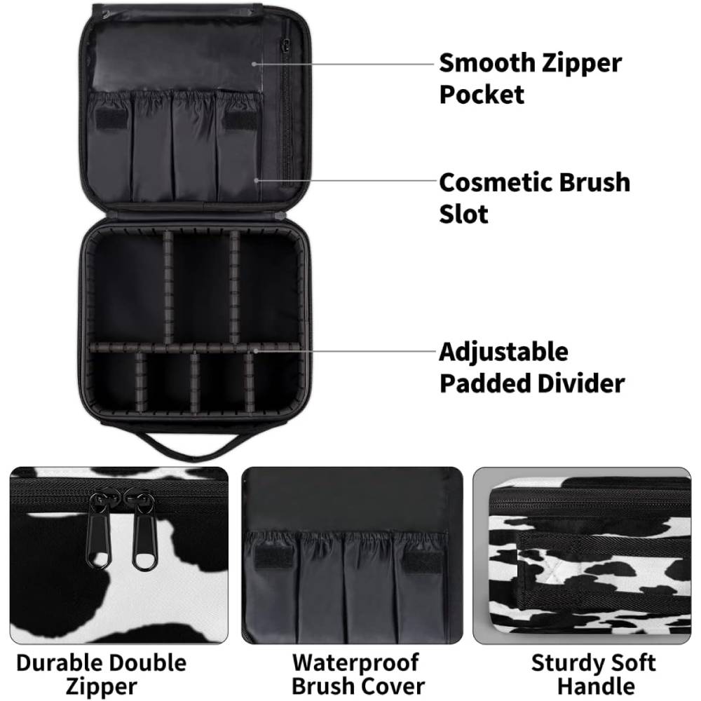 Makeup Bag Cosmetic Storage with Adjustable Dividers