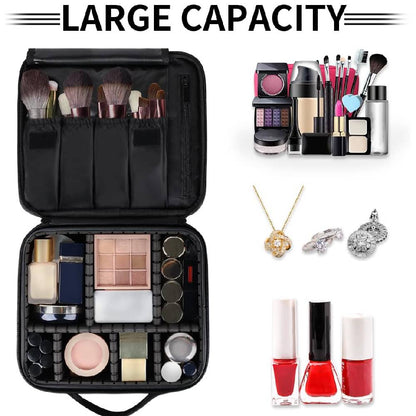 Makeup Bag Cosmetic Storage with Adjustable Dividers