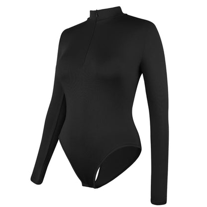 Mock Neck Zipper Long Sleeve Shapewear