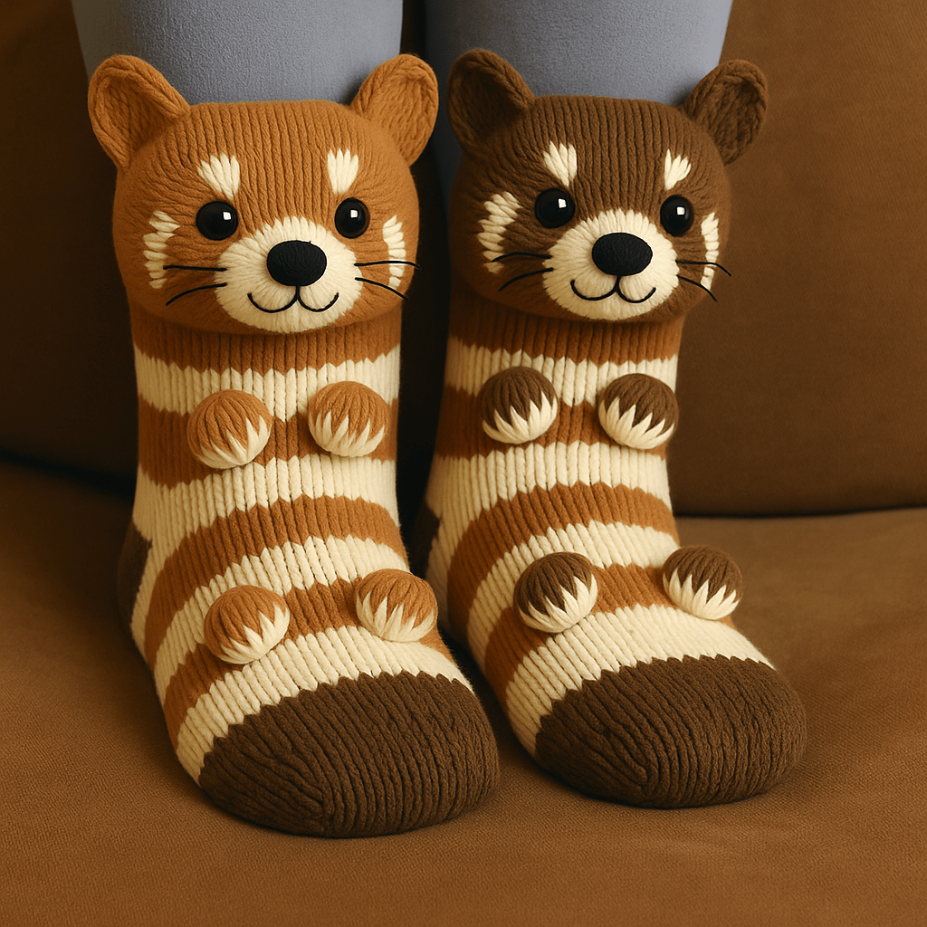 Warm Fuzzy Grip Socks with Cute Animal Designs