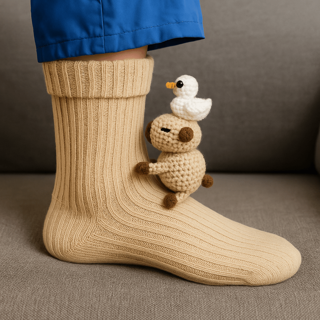 Warm Fuzzy Grip Socks with Cute Animal Designs