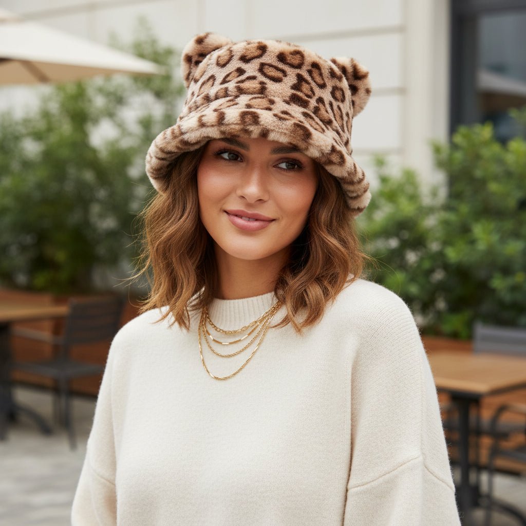 Soft Leopard Knit Winter Beanie Hat for Women - SweetyGem