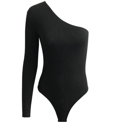 One Shoulder Long Sleeve Tank Top Body Suit