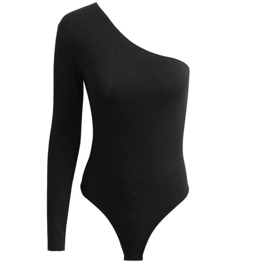 One Shoulder Long Sleeve Tank Top Body Suit