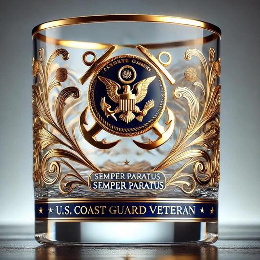 Patriotic Engraved Whiskey Glass Military Logo - SweetyGem