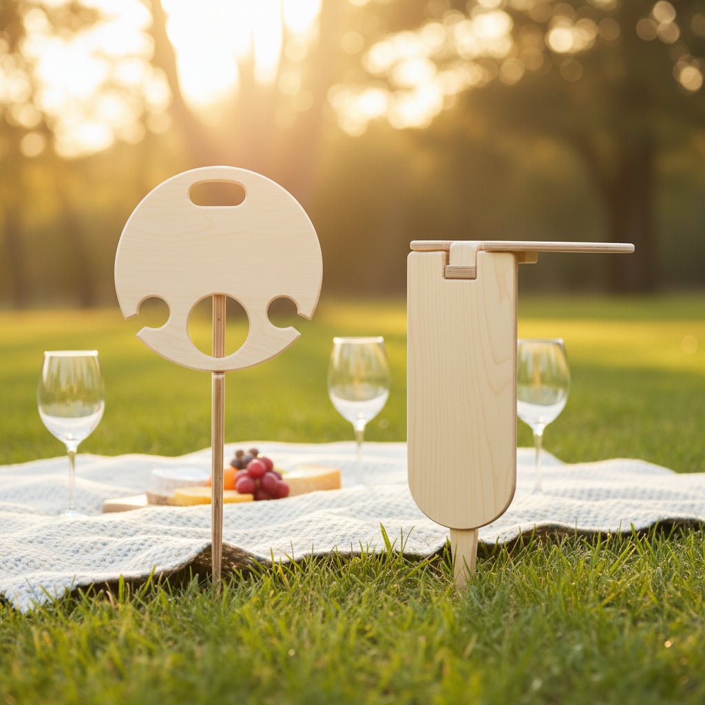 Portable Wine Picnic Table Wooden Bottle Holder Set - SweetyGem