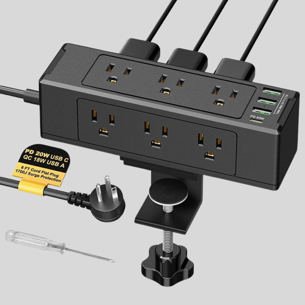 Compact Desk Mount USB Charger with Surge Protector - SweetyGem