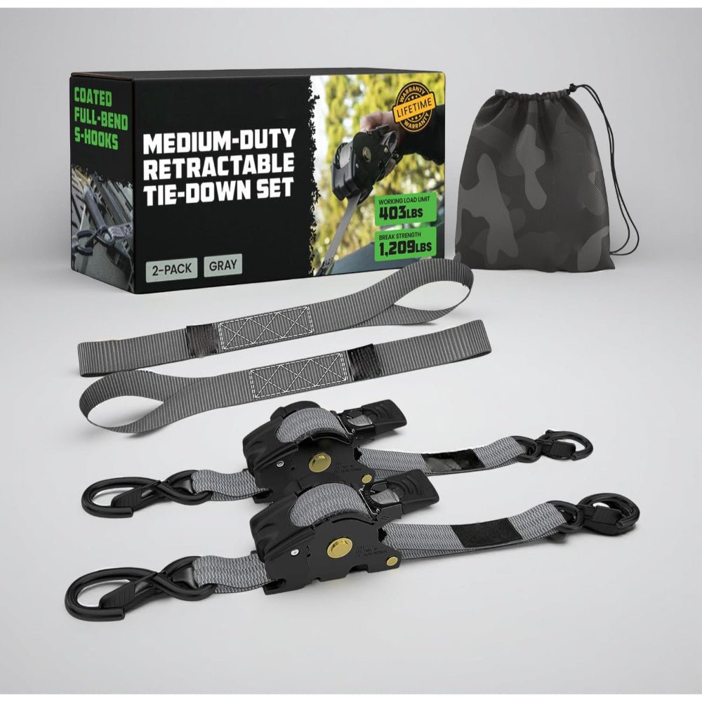 Strong Adjustable Ratchet Tie Down Straps 20ft Hooks Set