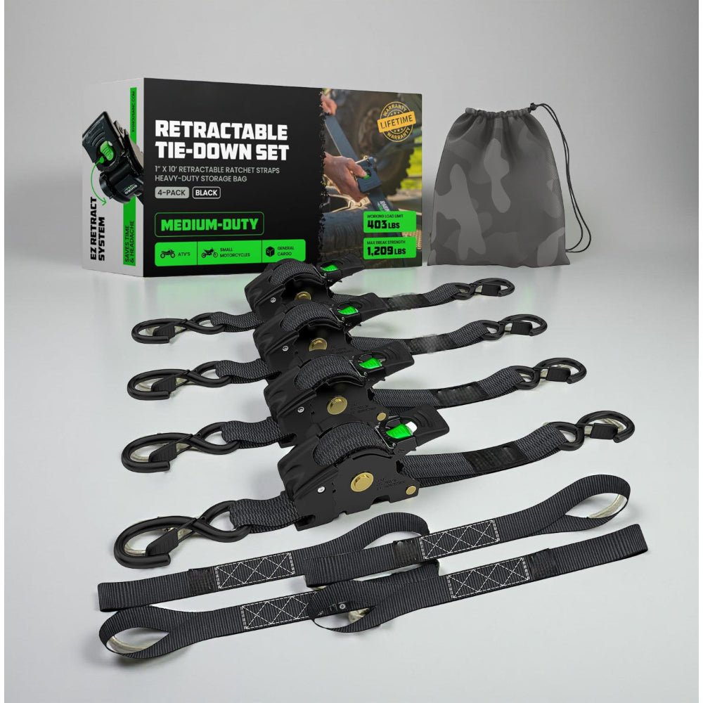 Strong Adjustable Ratchet Tie Down Straps 20ft Hooks Set