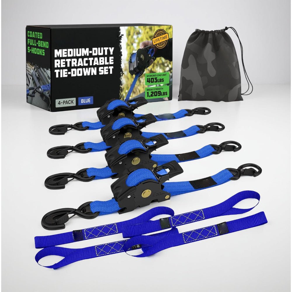 Strong Adjustable Ratchet Tie Down Straps 20ft Hooks Set
