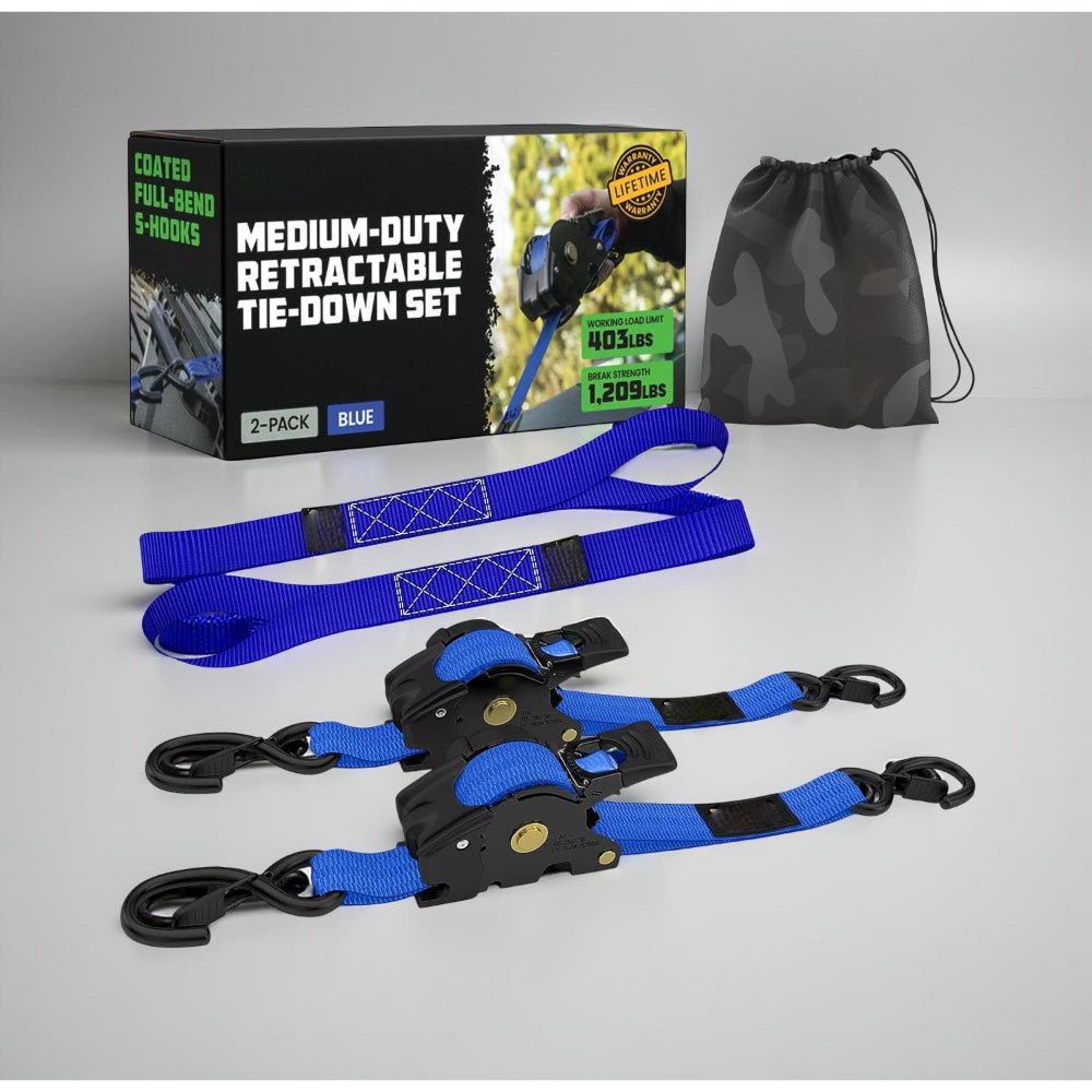 Strong Adjustable Ratchet Tie Down Straps 20ft Hooks Set