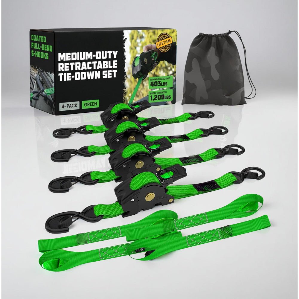 Strong Adjustable Ratchet Tie Down Straps 20ft Hooks Set