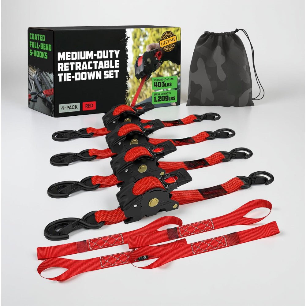 Strong Adjustable Ratchet Tie Down Straps 20ft Hooks Set