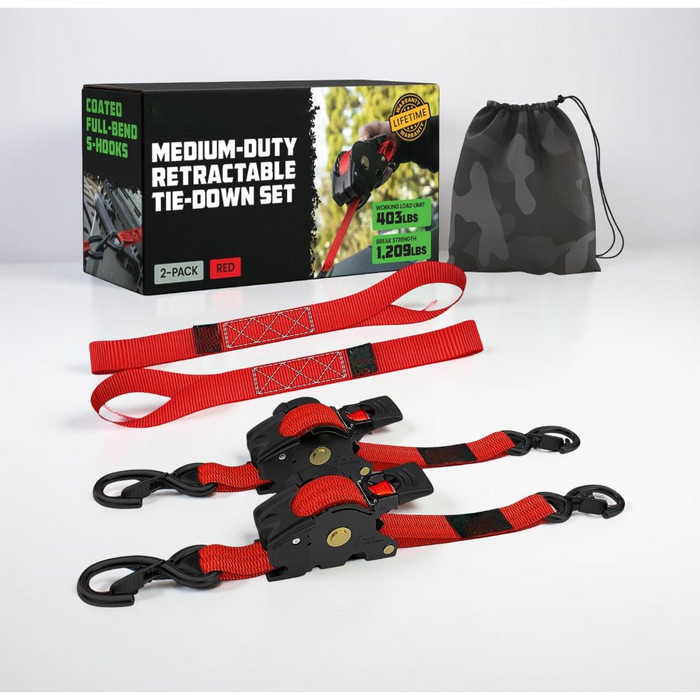 Strong Adjustable Ratchet Tie Down Straps 20ft Hooks Set