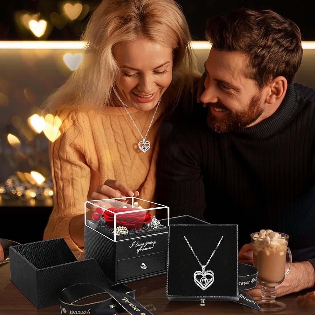 Eternal Love Rose LED Heart Pendant Necklace - SweetyGem