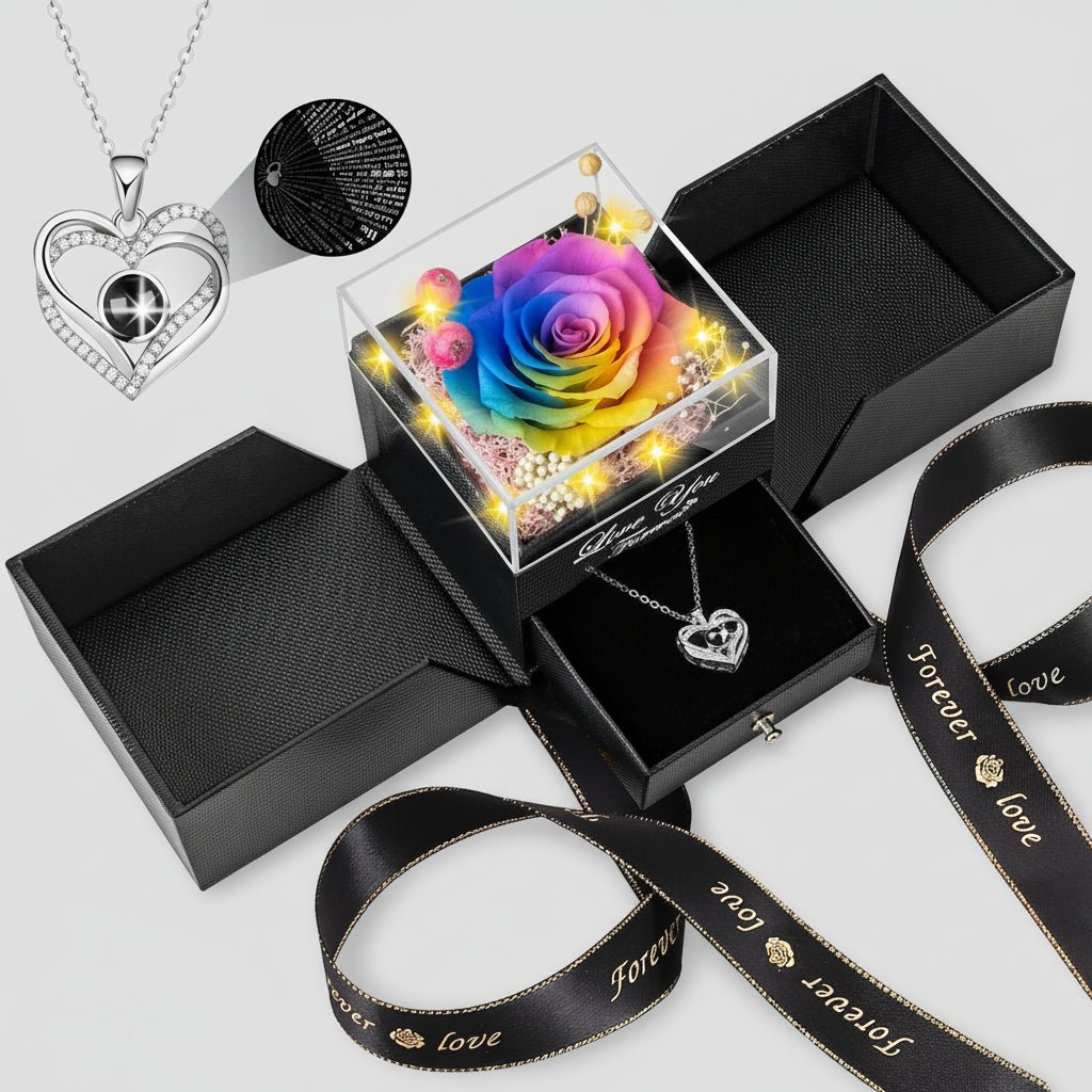 Eternal Love Rose LED Heart Pendant Necklace
